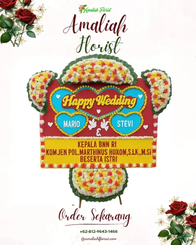 Karangan Papan Bunga Pernikahan di Ciranjang